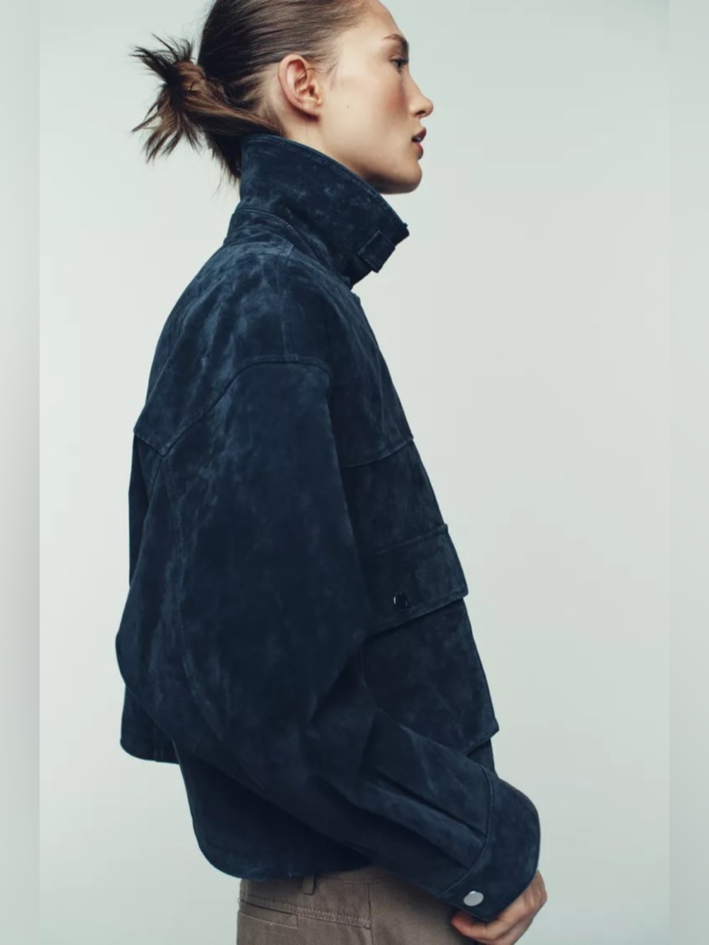 ZARA 100% LEATHER BOMBER JACKET - Picture 2 of 16